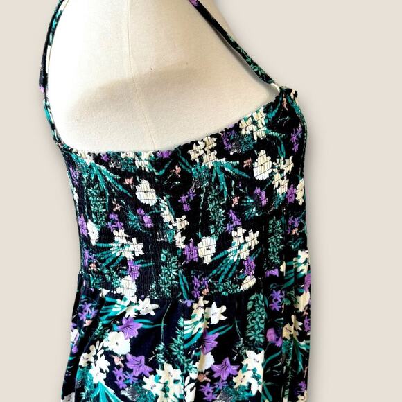 Ellos Floral Sleeveless Strappy Smocked Bodice Tank Sun Dress Plus Size 2X 26/28 - Picture 9 of 13